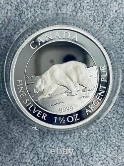 2013 $8 CANADIAN POLAR BEAR Proof Limited 7500 Mintage Coin. 9999 Silver Rare