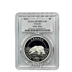 2013 $8 Canada Polar Bear 1½ Oz. 9999 Silver -PCGS PR70DCAM S. Blunt Signed