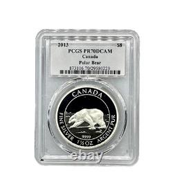 2013 $8 Canada Polar Bear 1½ Oz. 9999 Silver -PCGS PR70DCAM S. Blunt Signed