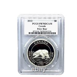 2013 $8 Canada Polar Bear 1½ Oz. 9999 Silver -PCGS PR70DCAM S. Blunt Signed
