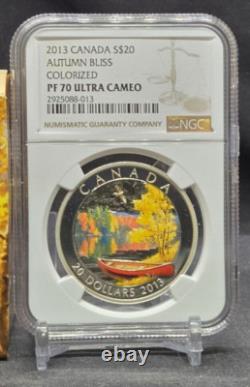 2013 CANADA $20 AUTUMN BLISS NGC PF70 UC /w OGP. 999 COLORED SILVER COIN