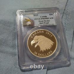 2013 CANADA SILVER $20 PCGS PR69DCAM Bald Eagle Portrait of Power FIRST STRIKE