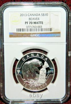 2013 Canada $10 O Canada The Beaver Silver Coin Ngc Graded Pf 70 Matte