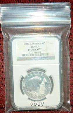 2013 Canada $10 O Canada The Beaver Silver Coin Ngc Graded Pf 70 Matte
