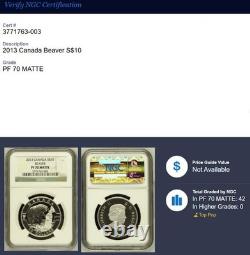 2013 Canada $10 O Canada The Beaver Silver Coin Ngc Graded Pf 70 Matte