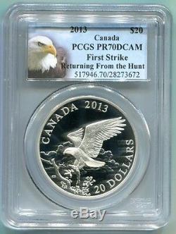 2013 Canada $20 Silver Bald Eagle Proof PCGS PR70 First Strike Returning Fr Hunt