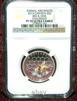 2013 Canada $3 Animal Architects Bee & Hive Silver Coin Ngc Pf70 Ultra Cameo