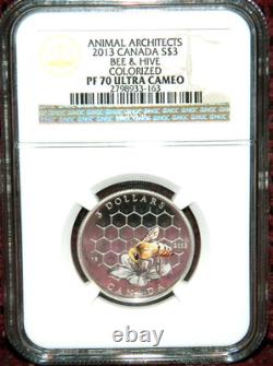 2013 Canada $3 Animal Architects Bee & Hive Silver Coin Ngc Pf70 Ultra Cameo