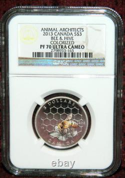 2013 Canada $3 Animal Architects Bee & Hive Silver Coin Ngc Pf70 Ultra Cameo