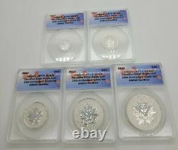 2013 Canada 5 Coin Silver Maple Reverse Proof Set ANACS-RP70 25th AnnIversary $5