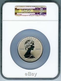 2013 Canada 5 Ounce Silver Maple Leaf Ngc Pf70 Reverse Proof 25th Anniversary Fr