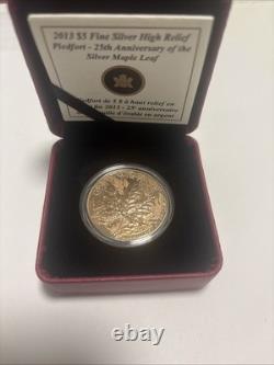 2013 Canada $5 Silver High Relief Piedfort Silver Maple Leaf. Finish Proof