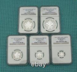 2013 NGC PF 70 Canada Maple Leaf $5, $4, $3, $2 & $1 all are 9999 FINE SILVER