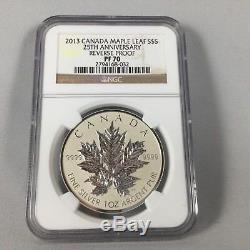 2013 S$5 Canada Silver 1 Oz Maple Leaf Reverse Proof Ngc Pf70 25th Anniversary
