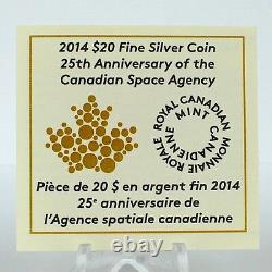 2014 $20 Canadian Space Agency 25th Anniversary 1 oz. Pure Silver Proof Hologram