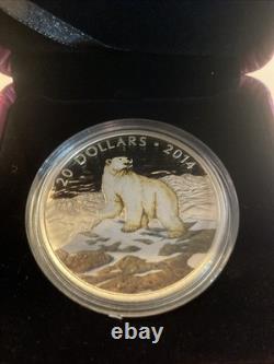 2014 $20 ICONIC POLAR BEAR 99.99% Pure Silver 31.39 Grams no. 5506 Mintage/8500