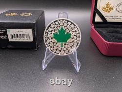 2014 $20 Maple Leaf Impression Pure Silver Coin Green Enamel Leaf Complete
