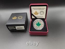 2014 $20 Maple Leaf Impression Pure Silver Coin Green Enamel Leaf Complete
