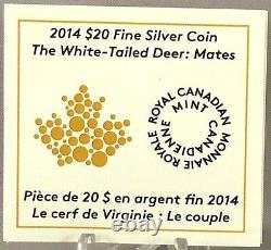 2014 $20 White-Tailed Deer Mates, 1 oz. Pure Silver Proof Coin, #3 in Series