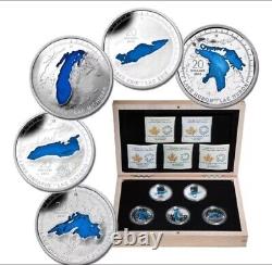 2014-2015 THE GREAT LAKES 5 x 1oz Silver Proof Coin Set $20 Canada RCM