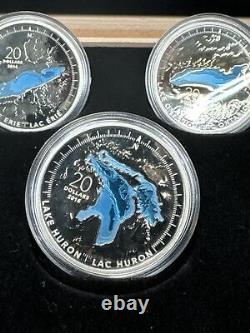 2014-2015 THE GREAT LAKES 5 x 1oz Silver Proof Coin Set $20 Canada RCM