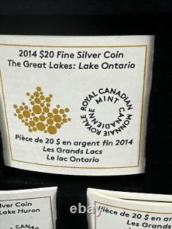 2014-2015 THE GREAT LAKES 5 x 1oz Silver Proof Coin Set $20 Canada RCM