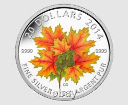 2014 CANADA $20 1oz GLOW IN THE DARK MAPLE LEAVES NGC PF68 UC 999 SILVER COIN