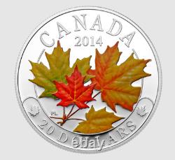 2014 CANADA $20 1oz MAJESTIC MAPLE LEAVES /w COLOR NGC PF69 UC 999 SILVER COIN