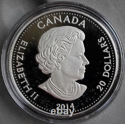 2014 CANADA $20 FINE SILVER PROOF 1 Oz.'Sheer Effect' Colourization Coin withBox