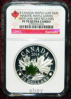 2014 CANADA $20 MAJESTIC MAPLE LEAVES WithJADE NGC PF 70 ULTRA CAMEO FR (POP=1)