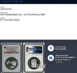2014 CANADA $20 MAJESTIC MAPLE LEAVES WithJADE NGC PF 70 ULTRA CAMEO FR (POP=1)
