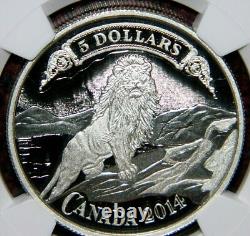 2014 CANADA $5 NORTHERN CROWN BANK LION SILVER COIN WithBOX NGC PF 70 ULTRA CAMEO