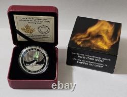 2014 CANADA Northern Lights Howling Wolf $20 Fine Silver Coin