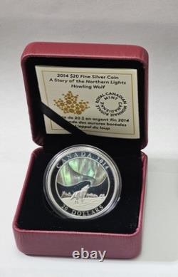 2014 CANADA Northern Lights Howling Wolf $20 Fine Silver Coin