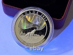 2014 CANADA Northern Lights Howling Wolf $20 Fine Silver Coin