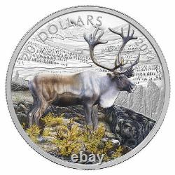 2014 Canada 1 oz Colorized Proof $20 Fine Silver Coin The Iconic Caribou, NO TAX