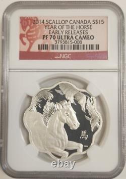 2014 Canada $15 Scallop Year of the Horse Proof Silver Coin NGC PF70 UC ER