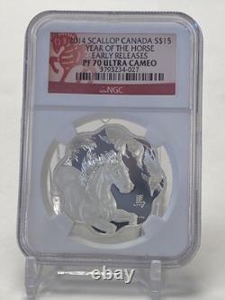 2014 Canada $15 Scallop Year of the Horse Proof Silver Coin NGC PF70 ULTRA CAMEO