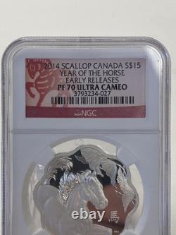 2014 Canada $15 Scallop Year of the Horse Proof Silver Coin NGC PF70 ULTRA CAMEO