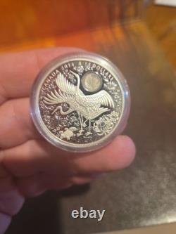 2014 Canada $15 Silver Cranes of Happiness Proof Hologram Crane 1oz Coin