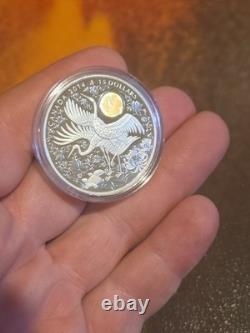 2014 Canada $15 Silver Cranes of Happiness Proof Hologram Crane 1oz Coin