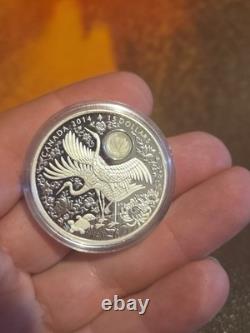 2014 Canada $15 Silver Cranes of Happiness Proof Hologram Crane 1oz Coin