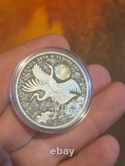 2014 Canada $15 Silver Cranes of Happiness Proof Hologram Crane 1oz Coin