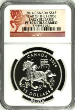 2014 Canada $15 YEAR OF THE HORSE Silver Proof NGC PF70 UC ER POP 95