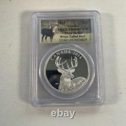 2014 Canada $20 1 Oz. 999 Fine Silver White Tailed Deer Pcgs Pr69 Dcam First Str