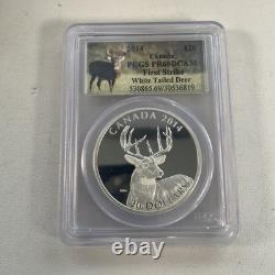 2014 Canada $20 1 Oz. 999 Fine Silver White Tailed Deer Pcgs Pr69 Dcam First Str