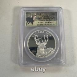 2014 Canada $20 1 Oz. 999 Fine Silver White Tailed Deer Pcgs Pr69 Dcam First Str