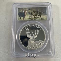 2014 Canada $20 1 Oz. 999 Fine Silver White Tailed Deer Pcgs Pr69 Dcam First Str