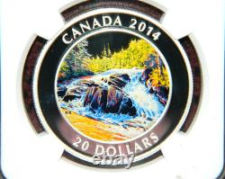 2014 Canada $20 Algonquin River Rapids Colored Silver Ngc Pf 70 Ultra Cameo Er