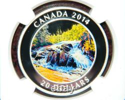 2014 Canada $20 Algonquin River Rapids Colored Silver Ngc Pf 70 Ultra Cameo Er
